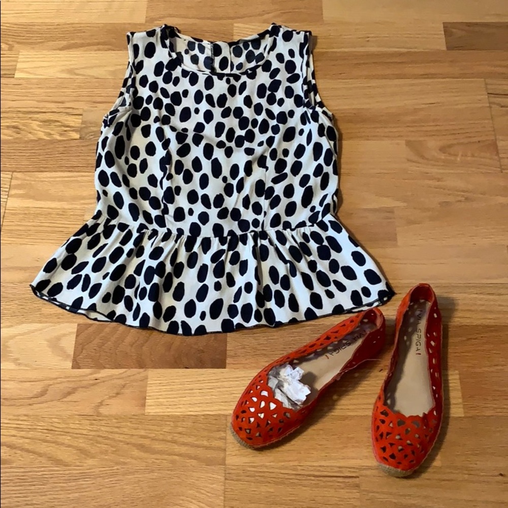 H&M Polka dot Peplum top Back zip - Picture 6 of 16